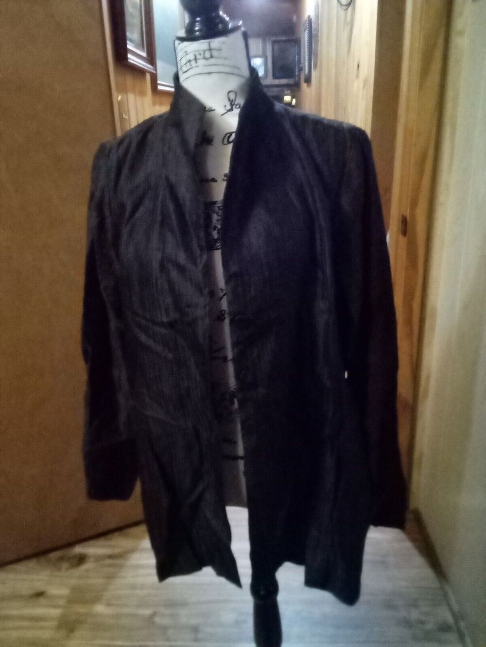Eileen Fisher PL Brown Black Textured Blazer Jacket Silk Blend